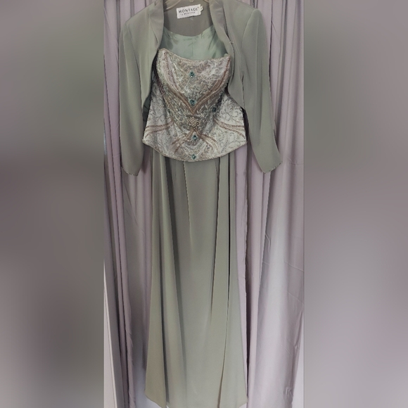 Montage by Mon Cheri Dresses & Skirts - Montage Mon Cheri Beaded Corset Top A-Line Formal Dress With Jacket Size 6